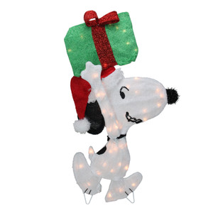 32" Lighted Peanuts Snoopy with Present Christmas Outdoor Yard Decoration