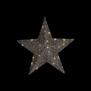 LED Lighted Hanging Star Outdoor Christmas Decoration - 18" - Silver - Warm White
