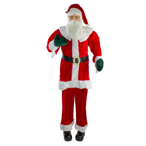 72" Red and White Life Size Plush Santa Claus Standing Christmas Figure