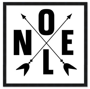 Noel Campsite Compass  15.5" x 15.5" Framed Christmas Wall Decor Art Print Sign Poster in a Black Wooden Frame with UV Acrylic and Hangers