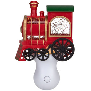 6.5" Red, Green and Gold Glitter Bubble Lamp Christmas Train Night Light
