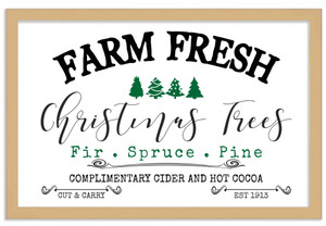 Christmas Tree Farm Fresh 28.5" x 41.5" Framed Christmas Wall Decor Art Print Sign Poster in a Natural Wooden Frame with UV Acrylic and Hangers