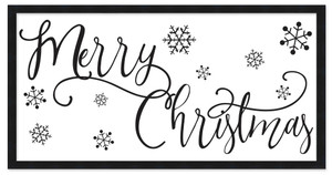 Merry Christmas 11.5" x 21.5" Framed Christmas Wall Decor Art Print Sign Poster in a Black Wooden Frame with UV Acrylic and Hangers