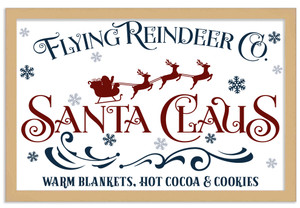 Flying Reindeer Company 12.5" x 17.5" Framed Christmas Wall Decor Art Print Sign Poster in a Natural Wooden Frame with UV Acrylic and Hangers