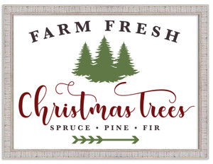 Christmas Trees Farm Fresh 17.5" x 23.5" Framed Christmas Wall Decor Art Print Sign Poster in a White Wooden Frame with UV Acrylic and Hangers