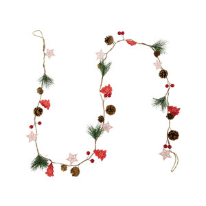 Pre-Lit B/O Tree, Star, and Pinecone Christmas Garland - 6.5' - Warm White
