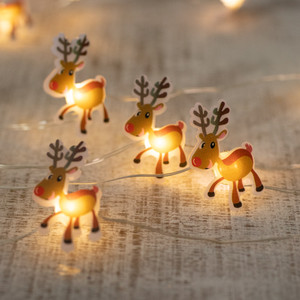 Battery Operated Reindeer Christmas Light Set - Warm White LED - 6' Clear Wire - 20ct