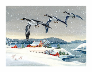 Blizzard Geese Winter Scene Wall Decor Art Print