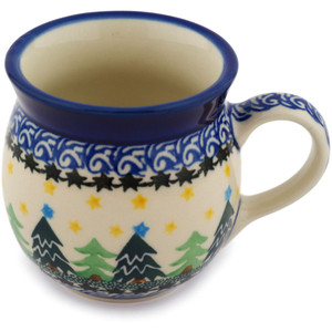 Polmedia Polish Pottery Bubble Mug 8 oz Christmas Evergreen