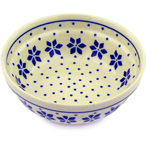 Polmedia Polish Pottery Bowl 7" Snowflake Polka Dot
