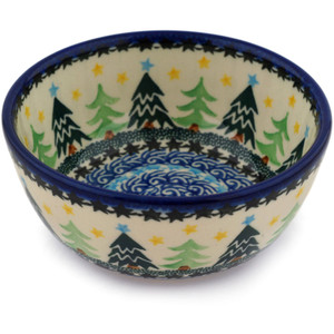 Polmedia Polish Pottery Bowl 5" Christmas Evergreen
