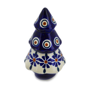 Polmedia Polish Pottery Christmas Tree Figurine 5" Peacock