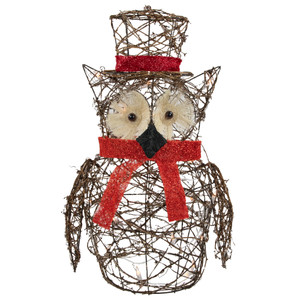 Lighted Glitter Rattan Owl Outdoor Christmas Decoration - 21" - Clear Lights