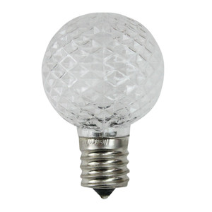 Pack of 25 Faceted LED G40 Clear Christmas Replacement Bulbs
