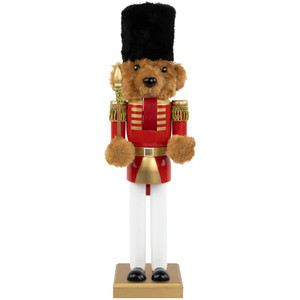 Plush Teddy Bear Soldier Christmas Nutcracker - 14" - Red and Gold