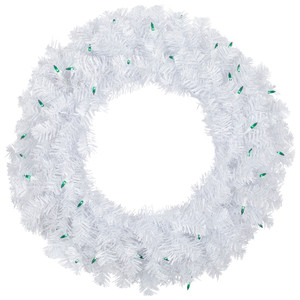 Pre-Lit Woodbury White Pine Artificial Christmas Wreath, 24-Inch, Green Lights