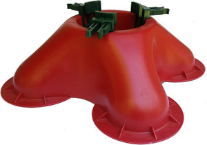 Red Christmas Tree Stand with Clamping System - For Live Trees up to 7'