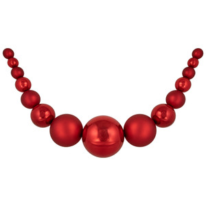 6' Red Shiny and Matte Shatterproof Ball Christmas Swag