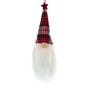 9" LED Lighted Red Plaid Gnome Christmas Ornament