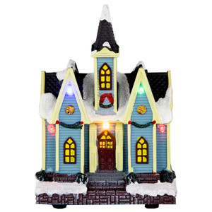 LED Lighted Snowy Church Christmas Village Display Piece - 6"