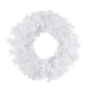 Pre-Lit White Alaskan Pine Artificial Christmas Wreath, 48-Inch, Warm White LED  Lights
