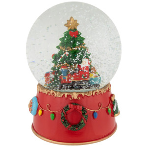 Train and Christmas Tree Village Musical Snow Globe - 8"