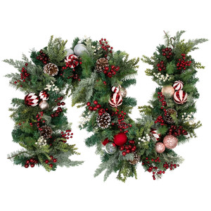 Pre-Decorated Ornaments and Pinecones Artificial Christmas Garland - 7' x 14" - Unlit