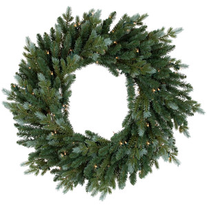 Real Touchâ„¢? Pre-Lit Blue Spruce Artificial Christmas Wreath - 24" - Clear Lights
