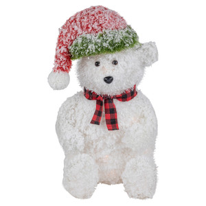 Lighted Snowy Polar Bear Outdoor Christmas Decoration - 21" - Warm White