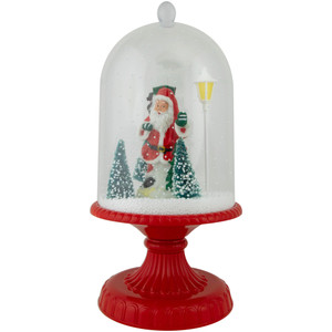 LED Lighted Snowing Musical Santa Under Cloche Christmas Decoration - 13.5"