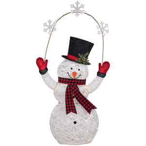57" LED Lighted Snowman Holding Snowflakes Outdoor Christmas Decoration