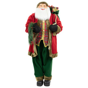 60" Santa Claus with Wreath and Gift Bag Standing Christmas Figure