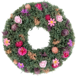 Thistle Mixed Floral Spring Wreath - 13" - Pink and Purple