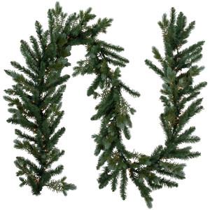 Real Touchâ„¢? Pre-Lit Blue Spruce Artificial Christmas Garland -  9' x 14" - Clear Lights