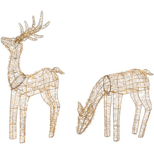 LED Lighted Twinkle Mesh Reindeer Outdoor Christmas Decoration - 37" - Set of 2