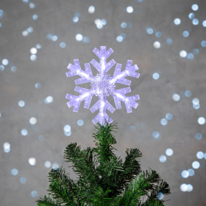 14.75" LED Lighted Clip-On Snowflake Christmas Tree Topper, White Lights