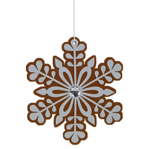 10" Gingerbread and White Snowflake Christmas Ornament - 10"