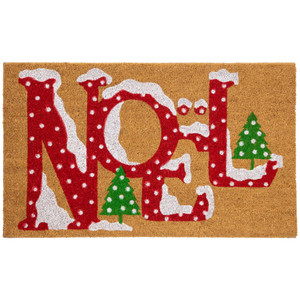 Brown and Red "Noel" Natural Coir Outdoor Christmas Doormat 18" x 30"