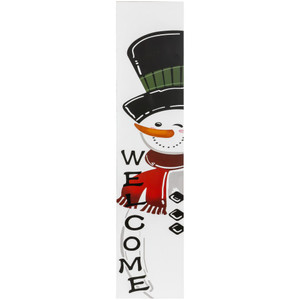 35" Snowman "Welcome" Christmas Wooden Porch Board Sign Decoration