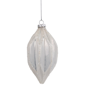 4.5" White and Silver Glitter Finial Glass Christmas Ornament
