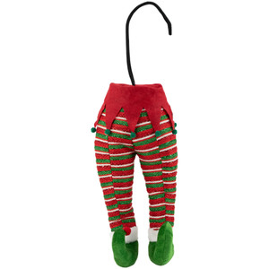 19" Red and Green Striped Elf Legs Christmas Decoration