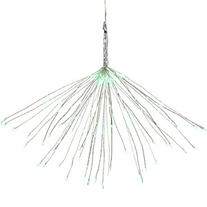 20" LED Lighted Firework Silver Branch Christmas Decoration - Green Lights