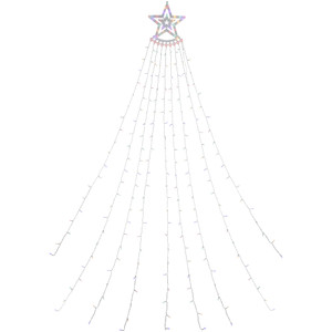 12.5' Multicolor LED Waterfall Light Tree and Tree Topper Outdoor Christmas Decoration