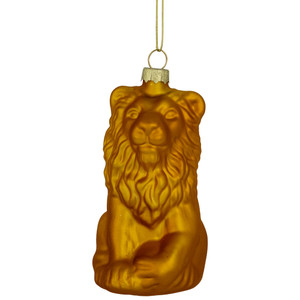2.5" Gold Lion Glass Christmas Ornament