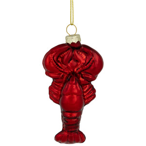 3.5" Shiny Red Lobster Glass Christmas Hanging Ornament