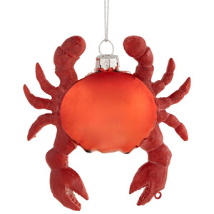 4" Red Crab Glass Christmas Ornament