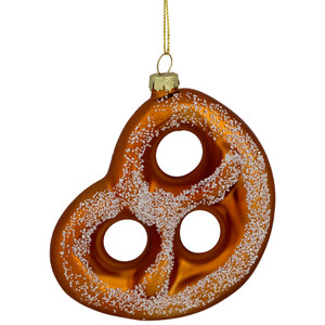 4.5" Salted Soft Pretzel Glass Christmas Ornament