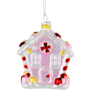 3.25" Pink Candy House Glass Christmas Ornament