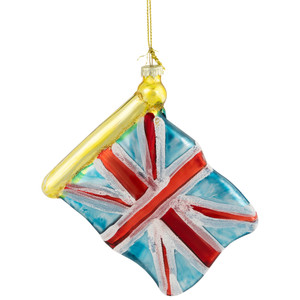 3.5" Union Jack Flag Glass Christmas Ornament
