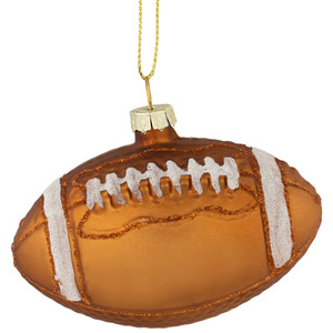 3.5" Brown Football Glittered Glass Christmas Ornament
